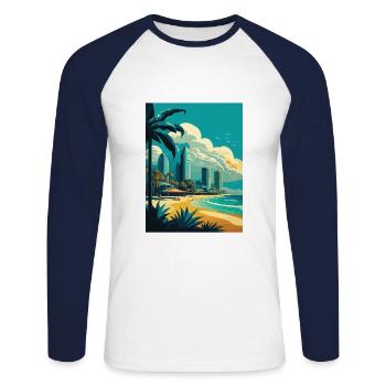 Gold Coast Australien Vintage Reiseposter WPA Kunst - Unisex Baseballshirt langarm - Weiß/Navy - Vorne - Nik (191cm)