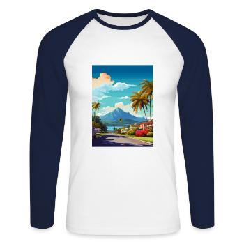 Tauranga Nouvelle-Zélande Vintage voyage affiche WPA Art - T-shirt baseball manches longues Homme - blanc/marine - Devant - Nik (191cm)