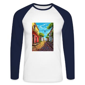 Colonia Del Sacramento Affiche de voyage Vintage WPA - T-shirt baseball manches longues Homme - blanc/marine - Devant - Nik (191cm)