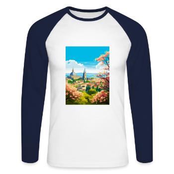 Guadalajara Dekoration Vintage Reiseposter WPA - Unisex Baseballshirt langarm - Weiß/Navy - Vorne - Nik (191cm)