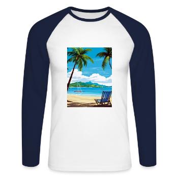 Antigua-et-Barbuda Affiche de voyage dans les Caraïbes - T-shirt baseball manches longues Homme - blanc/marine - Devant - Nik (191cm)