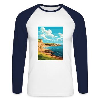 Valdes Halbinsel Argentinien Vintage Reiseposter - Unisex Baseballshirt langarm - Weiß/Navy - Vorne - Nik (191cm)