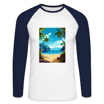 Îles Caïmans Caraïbes Vintage Travel Poster WPA - T-shirt baseball manches longues Homme - blanc/marine - Devant - Nik (191cm)