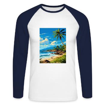 Îles Vierges américaines Caraïbes Vintage affiche de voyage - T-shirt baseball manches longues Homme - blanc/marine - Devant - Nik (191cm)