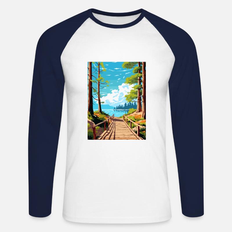 Parque Nacional Los Arrayanes Reiseposter - Unisex Baseballshirt langarm - Weiß/Navy