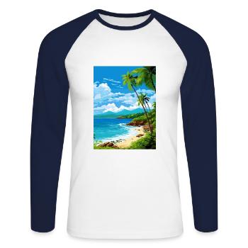 Îles Vierges américaines Caraïbes Vintage affiche de voyage - T-shirt baseball manches longues Homme - blanc/marine - Devant - Nik (191cm)
