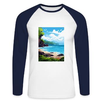 Papagayo Halbinsel Costa Rica Reiseposter - Unisex Baseballshirt langarm - Weiß/Navy - Vorne - Nik (191cm)