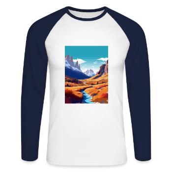 San Juan Argentina Vintage Travel Poster Souvenir - Unisex Long Sleeve Baseball T-Shirt - white/navy - Front - Nik (191cm)
