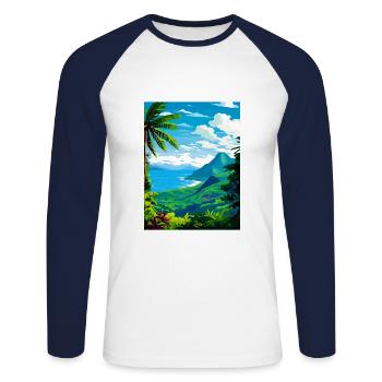 Sainte-Lucie Caraïbes Vintage voyage affiche WPA - T-shirt baseball manches longues Homme - blanc/marine - Devant - Nik (191cm)