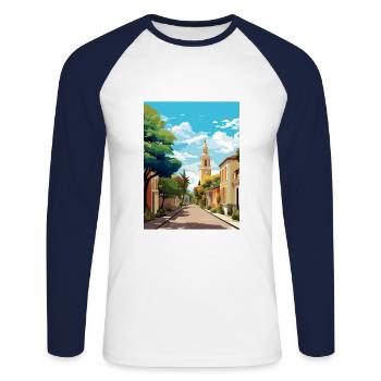 Santa Rosa Argentina Vintage Travel Poster WPA Art - Unisex Long Sleeve Baseball T-Shirt - white/navy - Front - Nik (191cm)