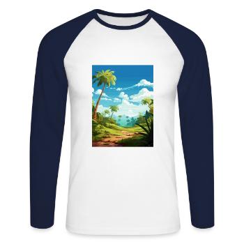 Montezuma Costa Rica Vintage Reiseposter WPA Kunst - Unisex Baseballshirt langarm - Weiß/Navy - Vorne - Nik (191cm)