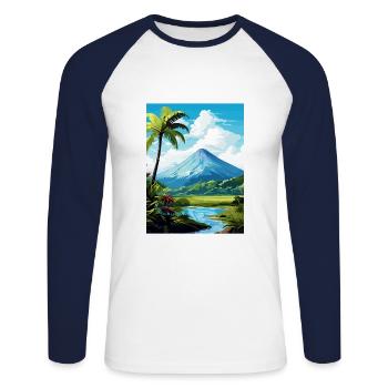 La Fortuna Costa Rica Vintage Travel Poster WPA - T-shirt baseball manches longues Homme - blanc/marine - Devant - Nik (191cm)