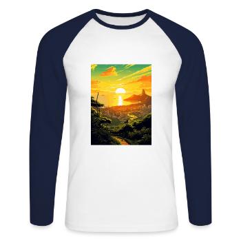 Rio De Janeiro Brésil Vintage voyage affiche WPA - T-shirt baseball manches longues Homme - blanc/marine - Devant - Nik (191cm)