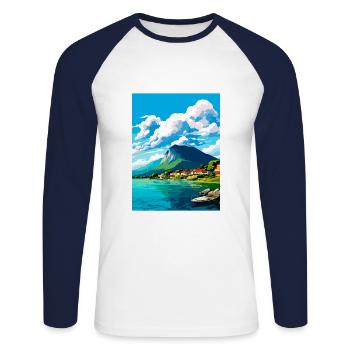 Florianopolis Brésil Vintage voyage affiche WPA Art - T-shirt baseball manches longues Homme - blanc/marine - Devant - Nik (191cm)