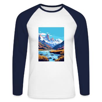 Decoration Vintage Travel Poster WPA Art - Unisex Long Sleeve Baseball T-Shirt - white/navy - Front - Nik (191cm)