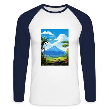 La Fortuna Costa Rica Vintage Travel Poster WPA - T-shirt baseball manches longues Homme - blanc/marine - Devant - Nik (191cm)