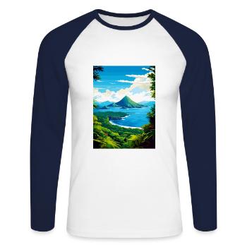 Sainte-Lucie Caraïbes Vintage voyage affiche WPA - T-shirt baseball manches longues Homme - blanc/marine - Devant - Nik (191cm)