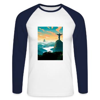 Rio De Janeiro Brésil Vintage voyage affiche WPA - T-shirt baseball manches longues Homme - blanc/marine - Devant - Nik (191cm)