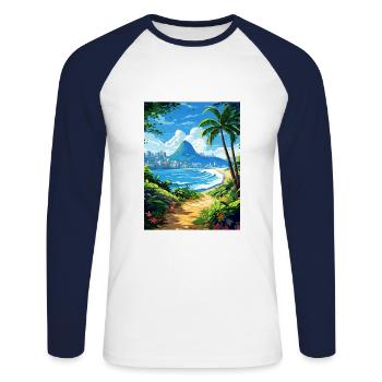 Rio De Janeiro Brésil Vintage voyage affiche WPA - T-shirt baseball manches longues Homme - blanc/marine - Devant - Nik (191cm)