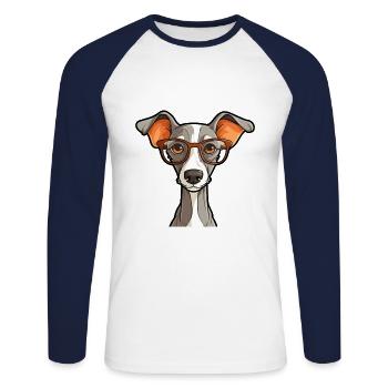Italienischer Windhund Hunderasse Aquarell Karikatur Kaw - Unisex Baseballshirt langarm - Weiß/Navy - Vorne - Nik (191cm)
