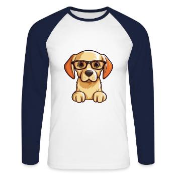 Labrador Retriever Hunderasse Aquarell Karikatur Ka - Unisex Baseballshirt langarm - Weiß/Navy - Vorne - Nik (191cm)