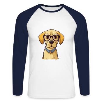 Labrador Retriever Hunderasse Aquarell Karikatur Ka - Unisex Baseballshirt langarm - Weiß/Navy - Vorne - Nik (191cm)