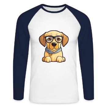 Labrador Retriever Hunderasse Aquarell Karikatur Ka - Unisex Baseballshirt langarm - Weiß/Navy - Vorne - Nik (191cm)