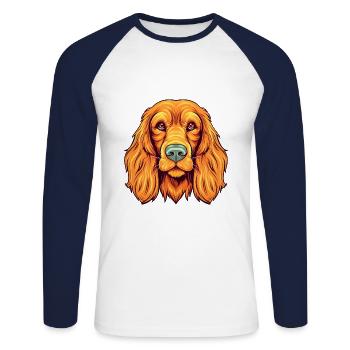 Irischer Setter Hund Rasse Aquarell Karikatur Kawaii C - Unisex Baseballshirt langarm - Weiß/Navy - Vorne - Nik (191cm)