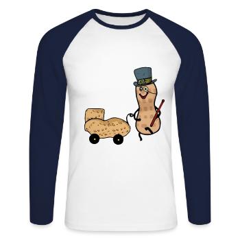 Papa Cacahuète Parents Parent Bébé Papa - T-shirt baseball manches longues Homme - blanc/marine - Devant - Nik (191cm)