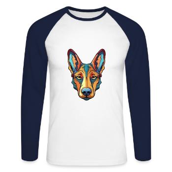 Lagotti Romagnoli Hunderasse Aquarell Karikatur Kaw - Unisex Baseballshirt langarm - Weiß/Navy - Vorne - Nik (191cm)