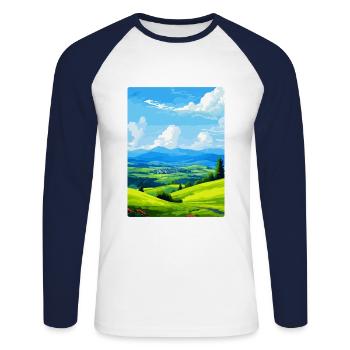Sauerland Germany Vintage Travel Poster Souvenir - Unisex Long Sleeve Baseball T-Shirt - white/navy - Front - Nik (191cm)