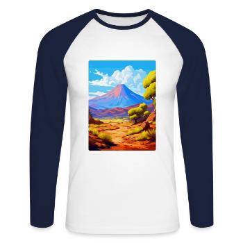 Parc national du Teide Espagne Affiche de voyage vintage - T-shirt baseball manches longues Homme - blanc/marine - Devant - Nik (191cm)
