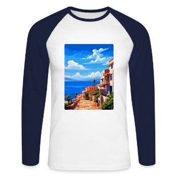 Almería Spanien Vintage Reiseplakat WPA Souvenir - Unisex Baseballshirt langarm - Weiß/Navy - Vorne - Nik (191cm)
