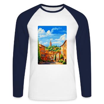 Aix En Provence Frankreich Vintage Reiseposter WPA - Unisex Baseballshirt langarm - Weiß/Navy - Vorne - Nik (191cm)