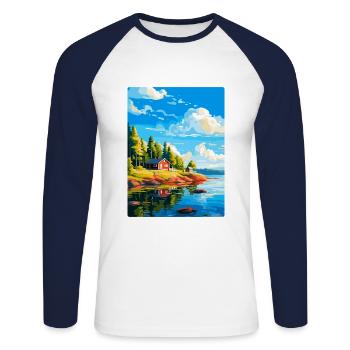 Ålandinseln Finnland Vintage Reiseplakat WPA - Unisex Baseballshirt langarm - Weiß/Navy - Vorne - Nik (191cm)