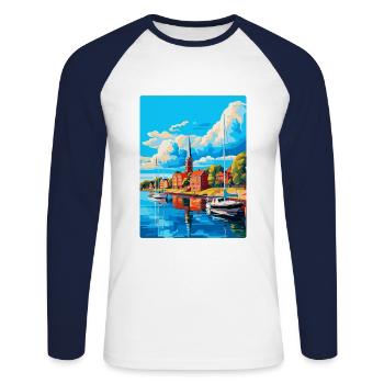 Vaasa Finlande Affiche de voyage vintage WPA Souvenir - T-shirt baseball manches longues Homme - blanc/marine - Devant - Nik (191cm)