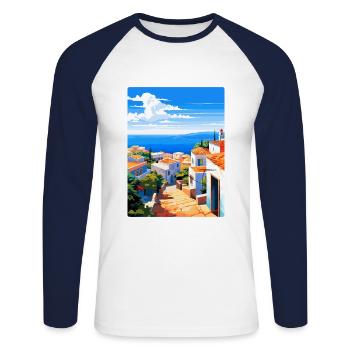 Costa de la Luz Espagne Affiche de voyage vintage WPA - T-shirt baseball manches longues Homme - blanc/marine - Devant - Nik (191cm)