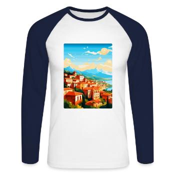 Grenade Espagne Affiche de voyage vintage WPA Souvenir - T-shirt baseball manches longues Homme - blanc/marine - Devant - Nik (191cm)