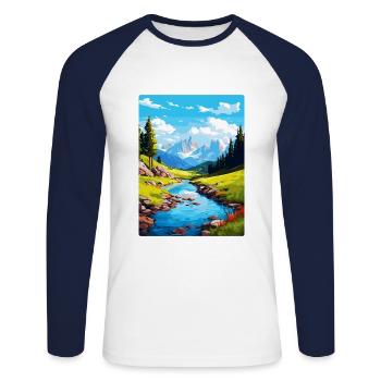 Aiguestortes I Estany de Sant Maurici Park Spanien - Unisex Baseballshirt langarm - Weiß/Navy - Vorne - Nik (191cm)