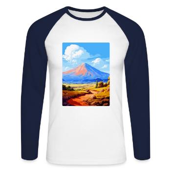 Parc national du Teide Espagne Affiche de voyage vintage - T-shirt baseball manches longues Homme - blanc/marine - Devant - Nik (191cm)