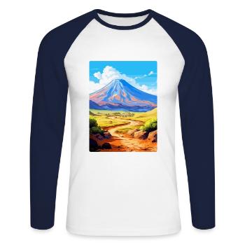 Parc national du Teide Espagne Affiche de voyage vintage - T-shirt baseball manches longues Homme - blanc/marine - Devant - Nik (191cm)
