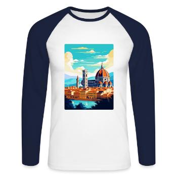 Florence Italy Vintage Travel Poster Souvenir WPA - Unisex Long Sleeve Baseball T-Shirt - white/navy - Front - Nik (191cm)