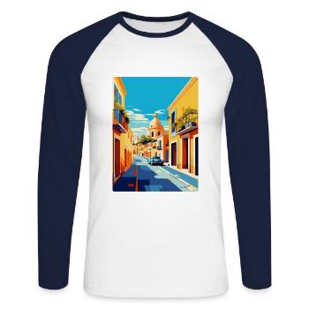 Jerez De La Frontera Spanien Vintage Reiseplakat - Unisex Baseballshirt langarm - Weiß/Navy - Vorne - Nik (191cm)