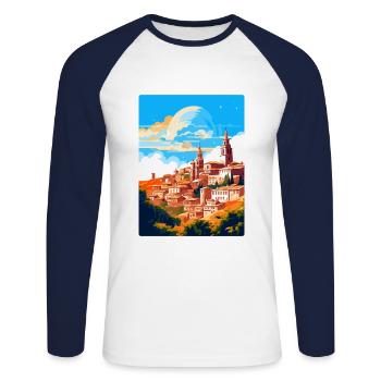 Toledo Spanien Vintage Reiseposter WPA Souvenir - Unisex Baseballshirt langarm - Weiß/Navy - Vorne - Nik (191cm)