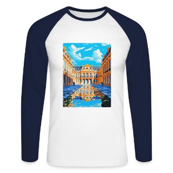 Versailles Palace France Vintage Travel Poster WPA - Unisex Long Sleeve Baseball T-Shirt - white/navy - Front - Nik (191cm)