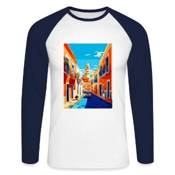 Jerez De La Frontera Spanien Vintage Reiseplakat - Unisex Baseballshirt langarm - Weiß/Navy - Vorne - Nik (191cm)