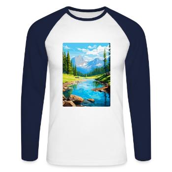 Aiguestortes I Estany de Sant Maurici Park Spanien - Unisex Baseballshirt langarm - Weiß/Navy - Vorne - Nik (191cm)