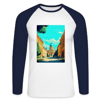 Potsdam Germany Vintage Travel Poster Souvenir WPA - Unisex Long Sleeve Baseball T-Shirt - white/navy - Front - Nik (191cm)