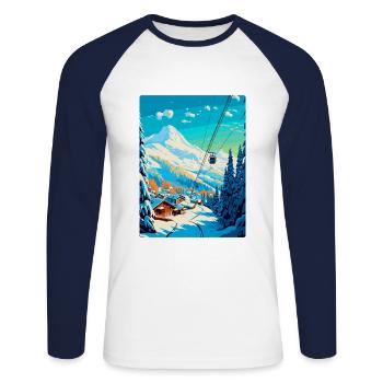 Méribel France Affiche de voyage vintage Souvenir WPA - T-shirt baseball manches longues Homme - blanc/marine - Devant - Nik (191cm)