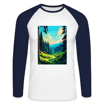 Black Forest Germany Vintage Travel Poster WPA Art - Unisex Long Sleeve Baseball T-Shirt - white/navy - Front - Nik (191cm)